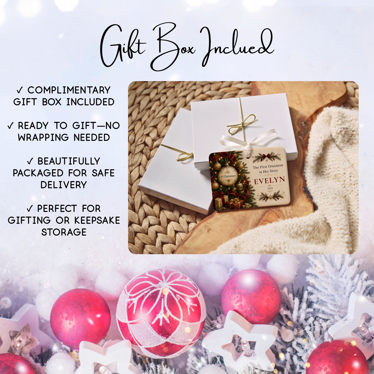 Personalized Baby’s First Christmas Ornament – Celestial Cradle