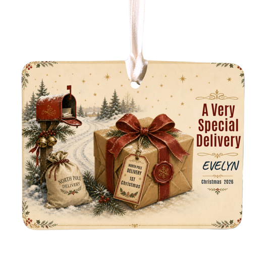 Personalized Baby’s First Christmas Ornament – Special Delivery