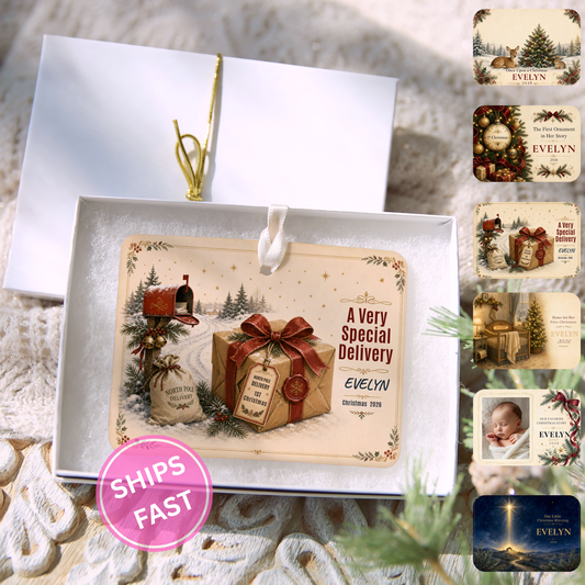 Personalized Baby’s First Christmas Ornament – Special Delivery