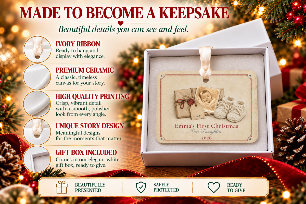Personalized Baby’s First Christmas Story Ornament
