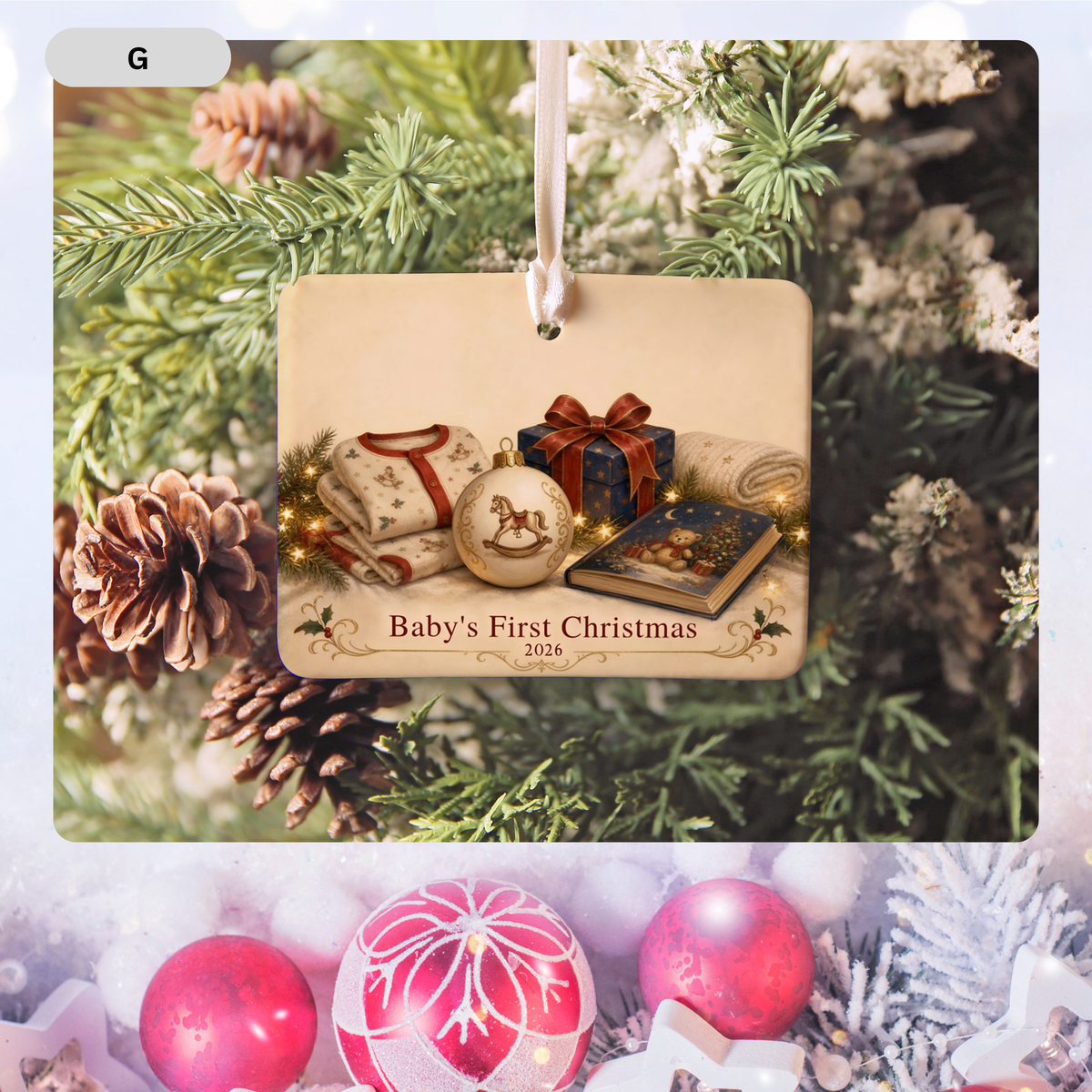 Personalized Baby’s First Christmas Photo Ornament – Evergreen Keepsake