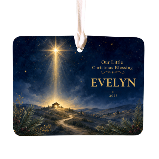 Personalized Baby’s First Christmas Ornament – Celestial Cradle