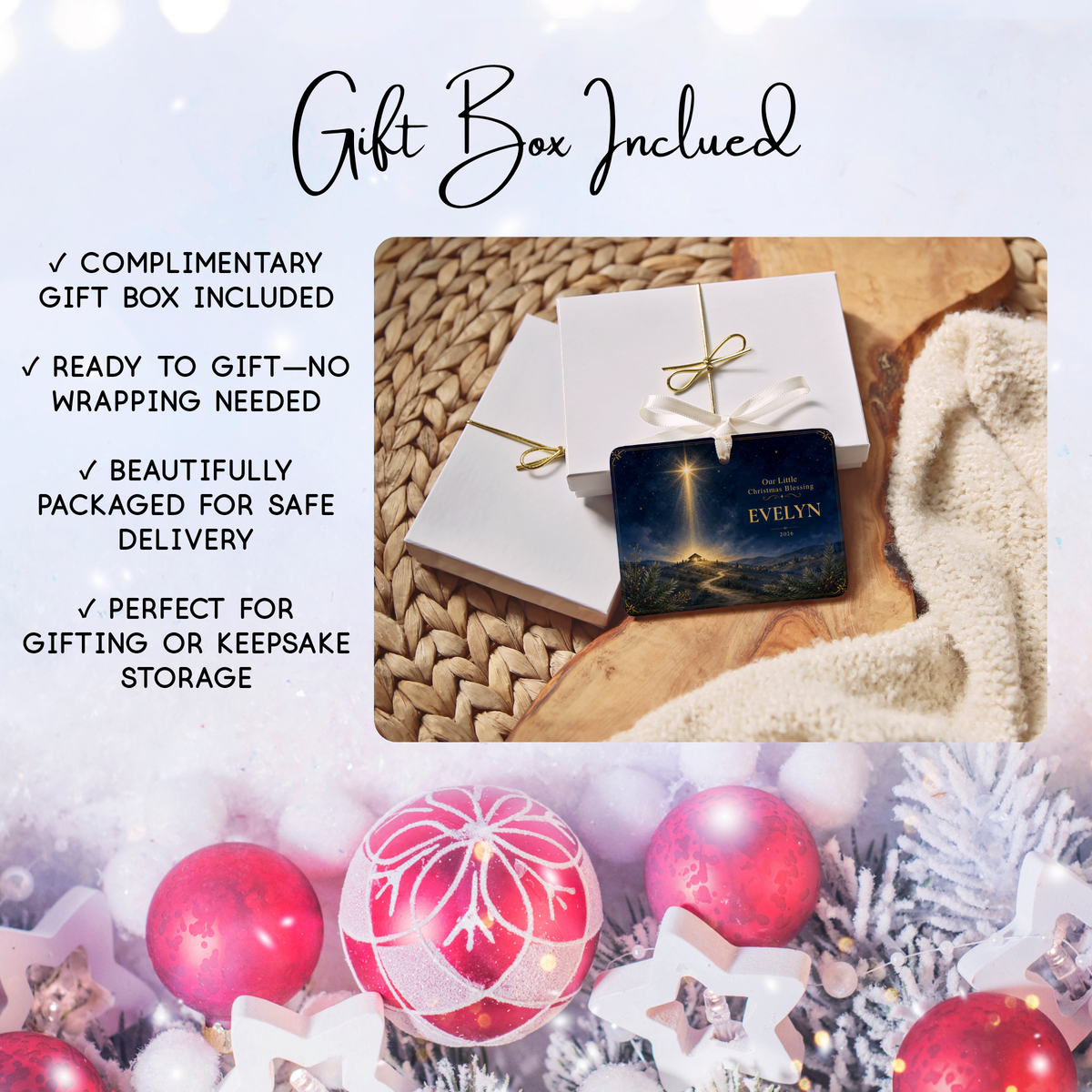 Personalized Baby’s First Christmas Ornament – Celestial Cradle