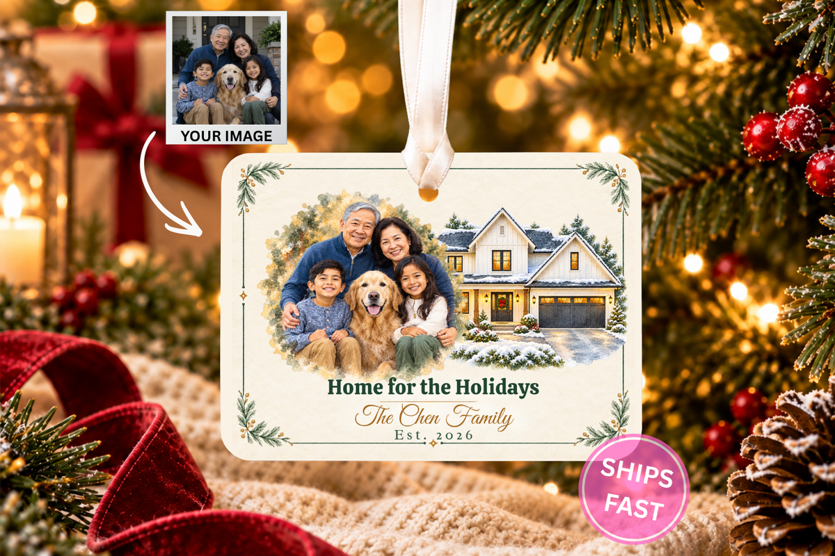 Personalized Family Christmas Ornament, Home for the Holidays Ornament, Family Name Ornament, Ceramic Ornament, Christmas Keepsake