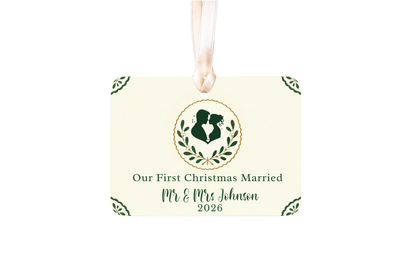 Church Wedding Christmas Ornament, First Christmas Married Ornament 2026, Personalized Newlywed Gift, Ceramic Wedding Keepsake