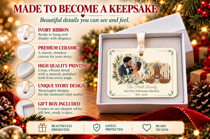 Church Wedding Christmas Ornament, First Christmas Married Ornament 2026, Personalized Newlywed Gift, Ceramic Wedding Keepsake