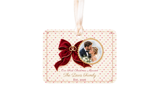 Wedding Rings Christmas Ornament, First Christmas Married Ornament 2026, Personalized Newlywed Gift, Ceramic Wedding Keepsake