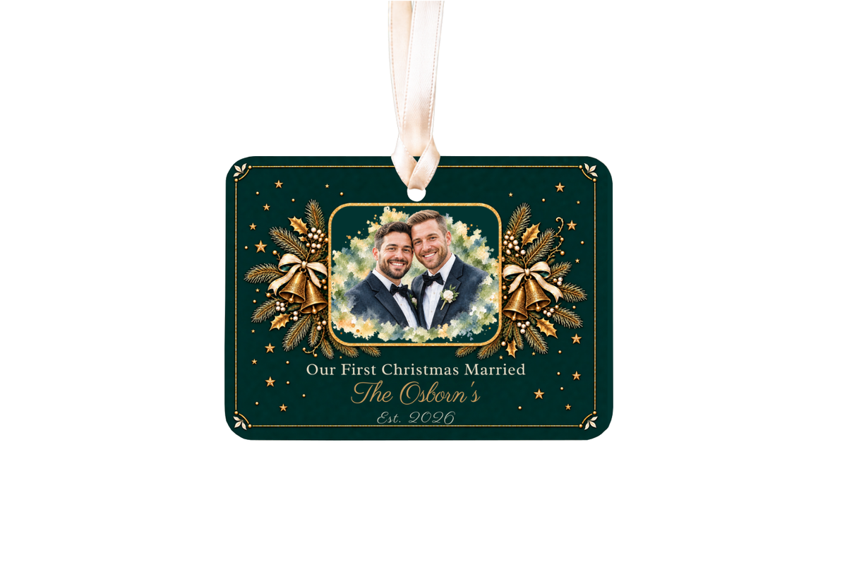Wedding Portrait Christmas Ornament, First Christmas Married Ornament 2026, Personalized Newlywed Gift, Ceramic Wedding Keepsake