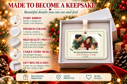 Watercolor Family Frame personalized 4 x 3 in ceramic Christmas ornament