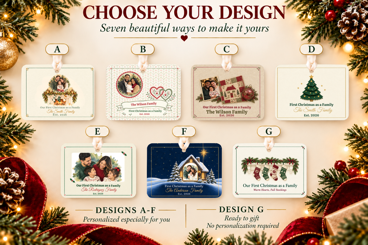 Starry Night Cabin personalized 4 x 3 in ceramic Christmas ornament