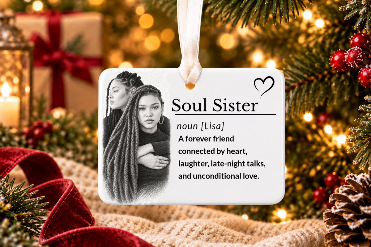 Soul Sister Story Ornament, Personalized Name Friendship Christmas Gift, Ceramic Keepsake (Copy)