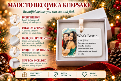Work Bestie Ornament, Personalized Coworker Christmas Gift, Office Friendship Keepsake with Gift Box