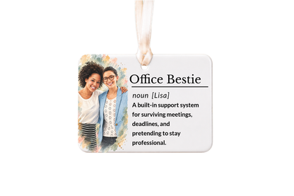 Office Bestie Christmas Ornament, Personalized Coworker Gift, Workplace Friendship Keepsake with Gift Box