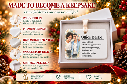 Office Bestie Christmas Ornament, Personalized Coworker Gift, Workplace Friendship Keepsake with Gift Box