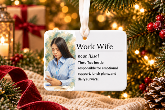 Work Wife Christmas Ornament, Personalized Coworker Gift, Funny Office Keepsake with Gift Box (Copy)