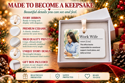 Work Wife Christmas Ornament, Personalized Coworker Gift, Funny Office Keepsake with Gift Box (Copy)