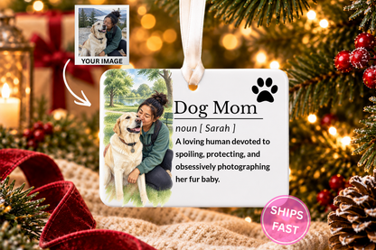 Dog Mom Ornament: Personalized Dog Mom Gifts, Christmas 2026 Stocking Stuffer, Custom Ceramic Keepsake Gift for Pet Lovers