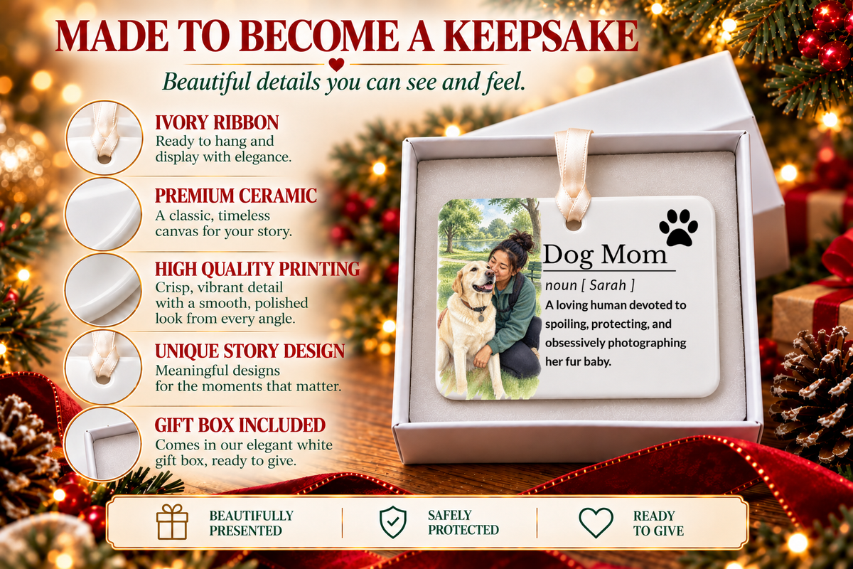 Dog Mom Ornament: Personalized Dog Mom Gifts, Christmas 2026 Stocking Stuffer, Custom Ceramic Keepsake Gift for Pet Lovers