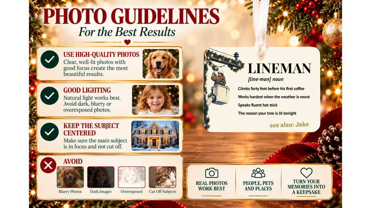 Lineman Christmas ceramic story ornament, design 02, listing image PAGE_6