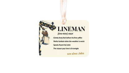 Lineman Christmas ceramic story ornament, design 04, listing image PAGE_13