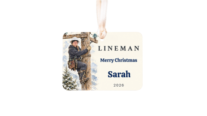 Lineman Christmas ceramic story ornament, design 04, listing image PAGE_14