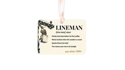 Lineman Christmas ceramic story ornament, design 06, listing image PAGE_13
