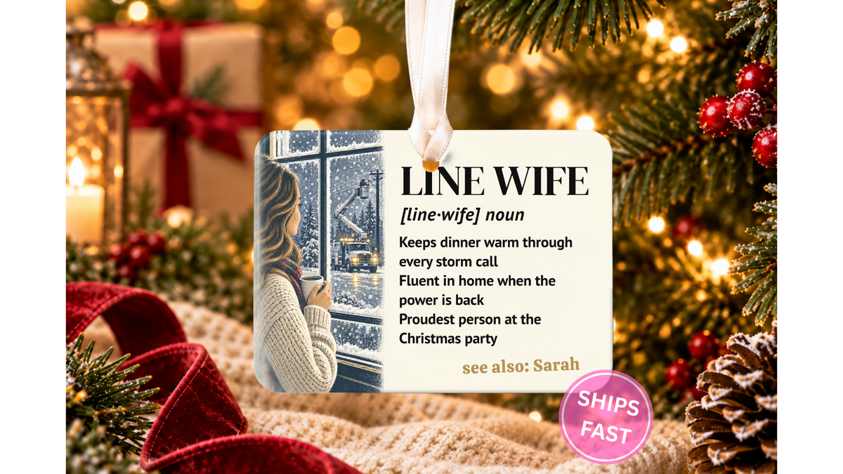 Lineman Christmas ceramic story ornament, design 06, listing image PAGE_2