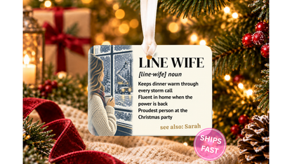 Lineman Christmas ceramic story ornament, design 06, listing image PAGE_2
