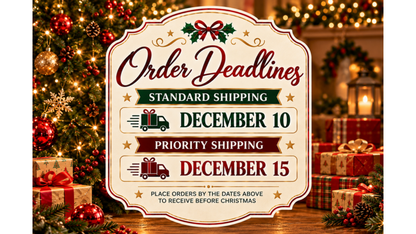 Order deadlines: standard shipping December 10, priority shipping December 15