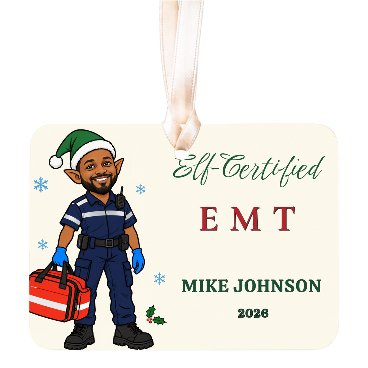 DESIGN E - Funny EMT Elf-Certified