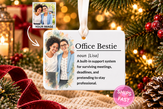 Office Bestie Christmas Ornament, Personalized Coworker Gift, Workplace Friendship Keepsake with Gift Box