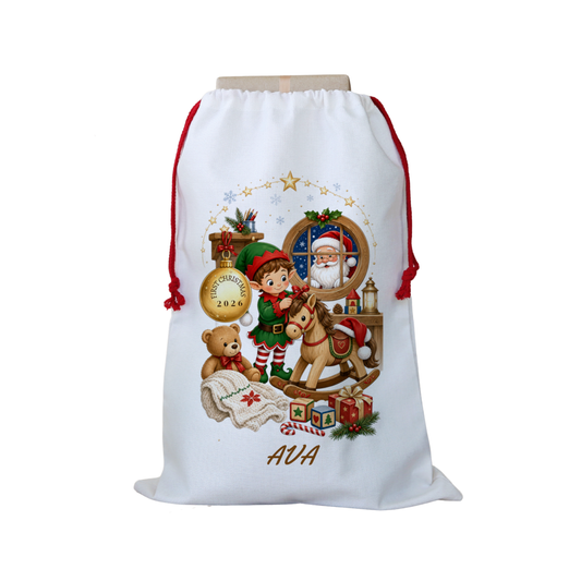 Personalized Santa Sack for Kids, Santa and Reindeer Christmas Keepsake – DESIGN A – image 17