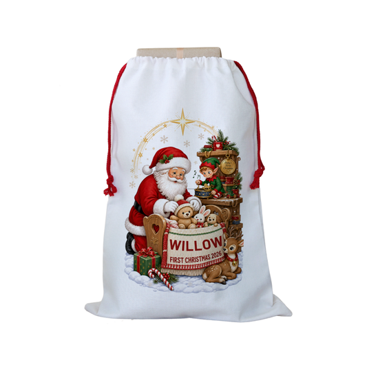 Custom Name Santa Sack for Kids, Reindeer Christmas Keepsake – DESIGN A – image 17