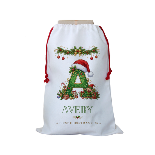 Santa and Reindeer Sack with Name, Personalized Christmas Keepsake – DESIGN A – image 17