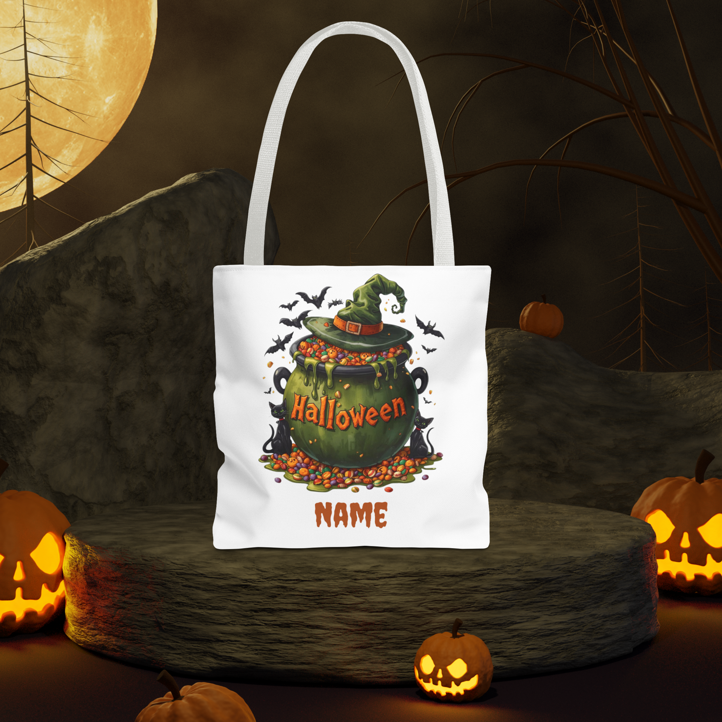 Custom Kids Halloween Trick or Treat Bag – Personalized Candy Tote Sack – Children’s Halloween Gift, Reusable Trick-or-Treat Tote