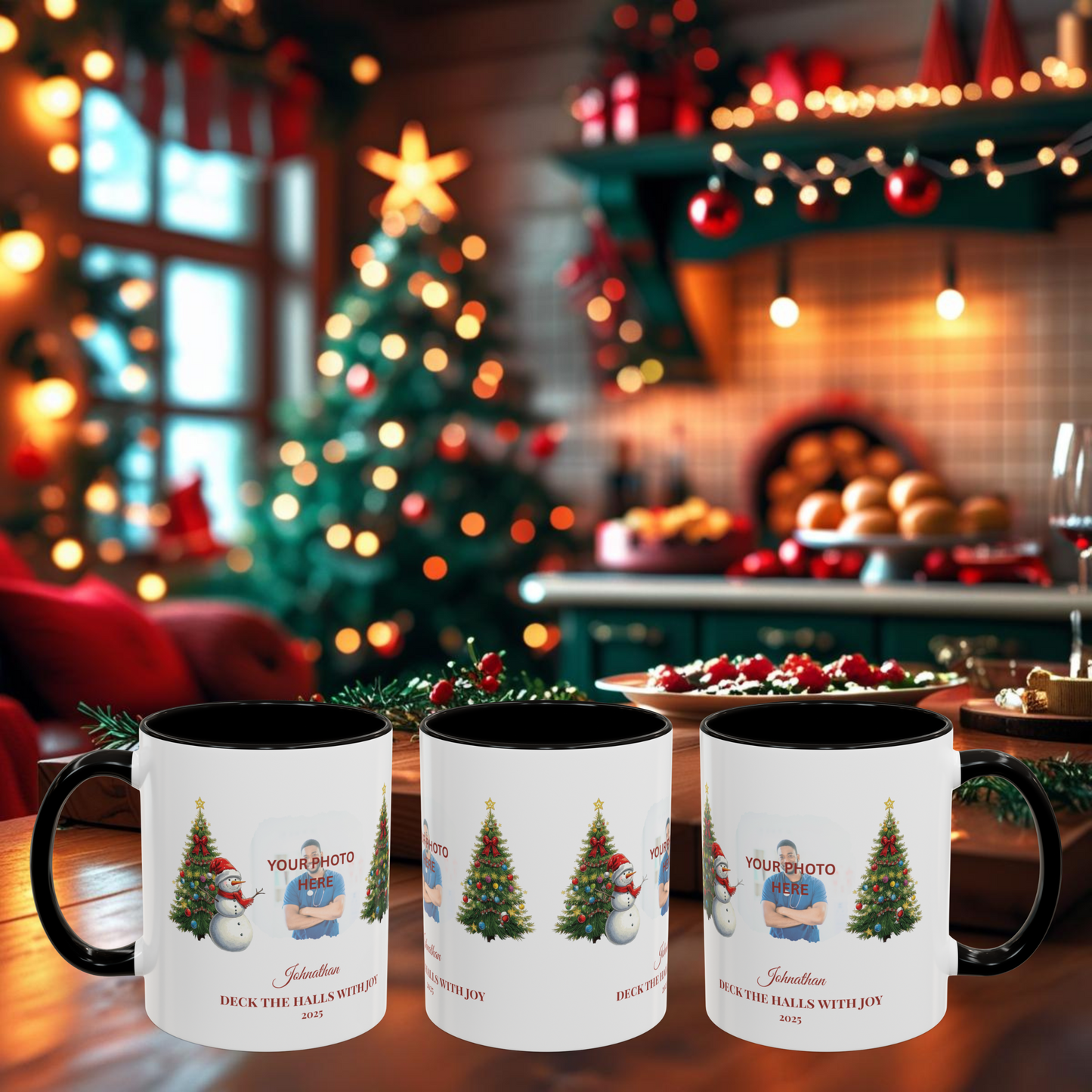 Personalized Snowman Mug with Custom Photo – Cute Christmas Cocoa Cup, Holiday Gift for Neighbors, Snowman Coffee Mug 2025