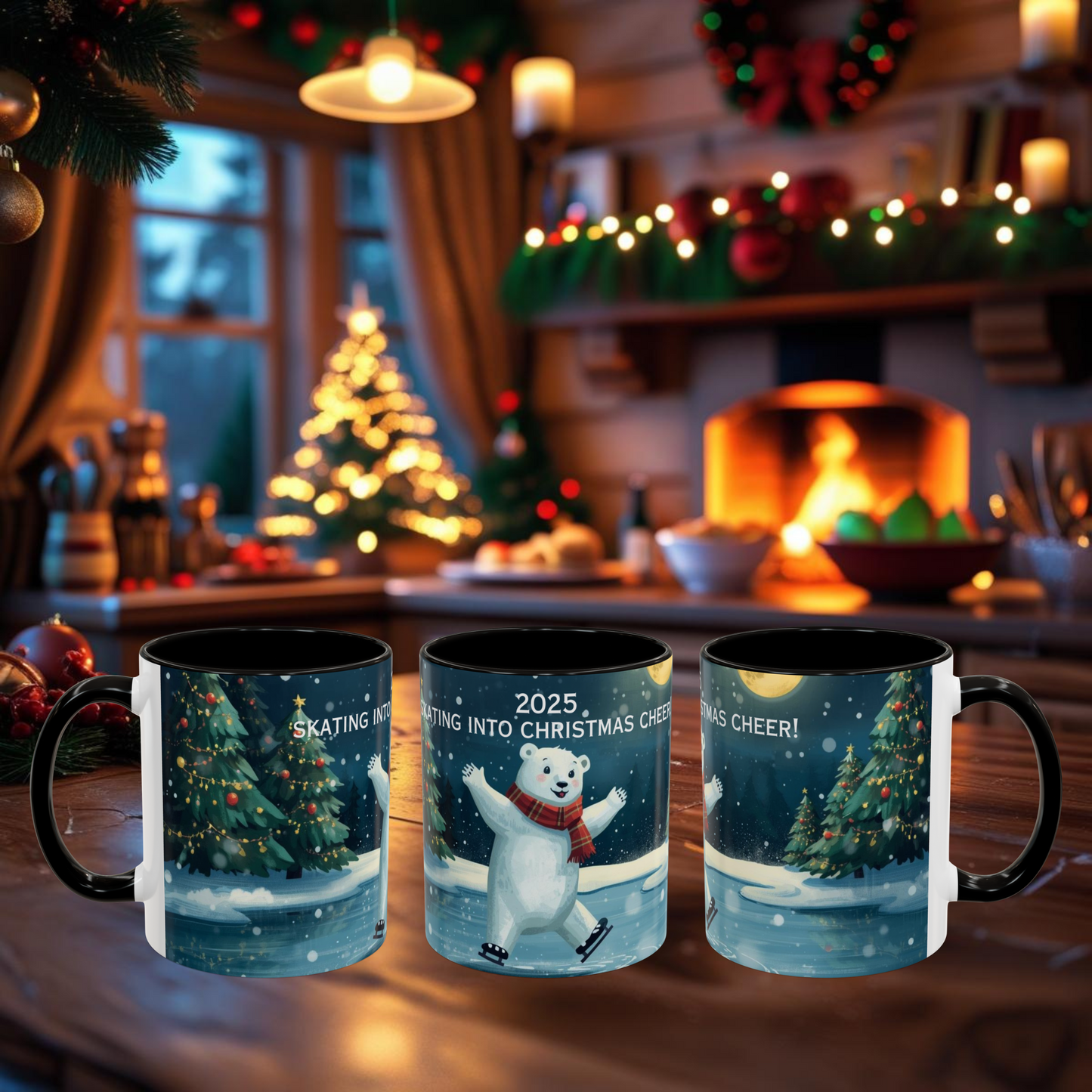 Polar Bear Christmas Mug – Ice Skating Holiday Coffee Cup