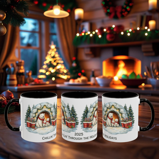 Polar Bear Christmas Mug – Holiday Coffee Cup with Igloo Family Scene