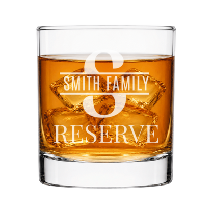 Private Reserve + 5 Designs Personalized Engraved Whiskey Glasses