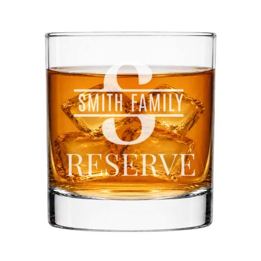 Private Reserve + 5 Designs Personalized Engraved Whiskey Glasses