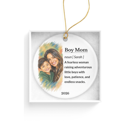 Personalized Boy Dad Ornament, Custom Ornament, Family Ornament, Ceramic Ornament, Stocking Stuffer, Name Ornament, Unique Ornament