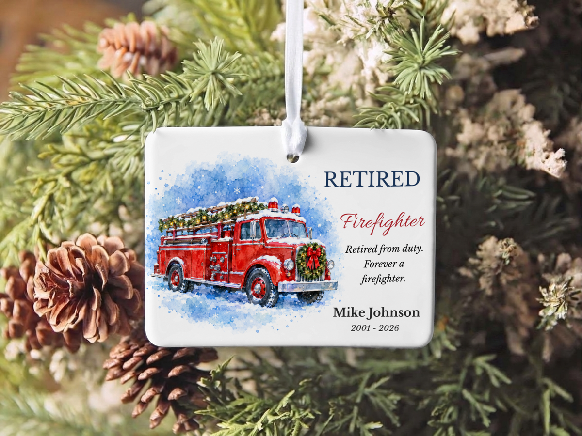 Thin Red Line Firefighter Ornament: Thin Red Line Gift, Custom Firefighter Ornament, Ceramic Keepsake Stocking Stuffer 2026 Present