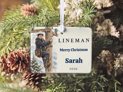 Funny Lineman Gifts: Gifts for Lineman, Humor Ornament Ideas, Ceramic Christmas Stocking Stuffer 2026, Unique Custom Name Gift