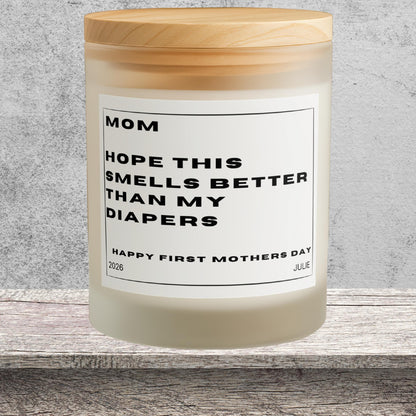 Our First Mother's Day Together Personalized Frosted Candle, Cozy New Mom Keepsake Gift, Custom Frosted Soy Candle, 8 oz