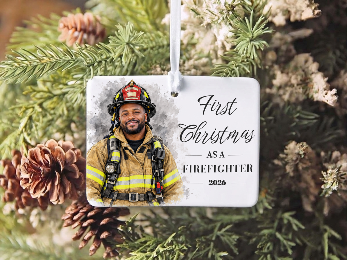 Thin Red Line Firefighter Ornament: Thin Red Line Gift, Custom Firefighter Ornament, Ceramic Keepsake Stocking Stuffer 2026 Present