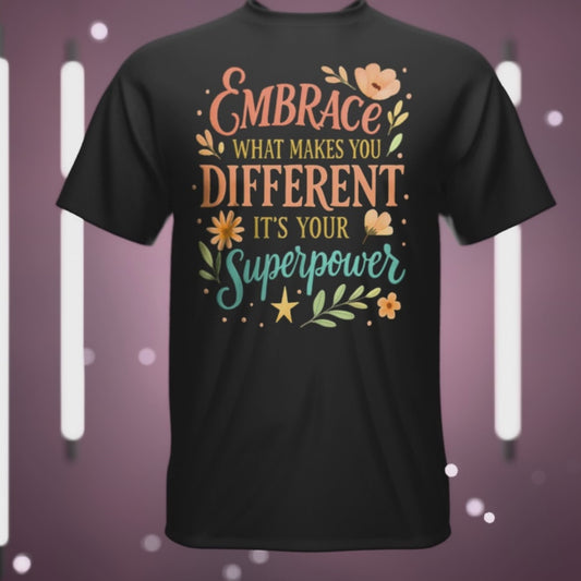 Type 4 Embrace What Makes you Different its your Superpower Tee, Unisex Cotton Shirt for Self-Expression, Gift for Kids, Unique Style Tee