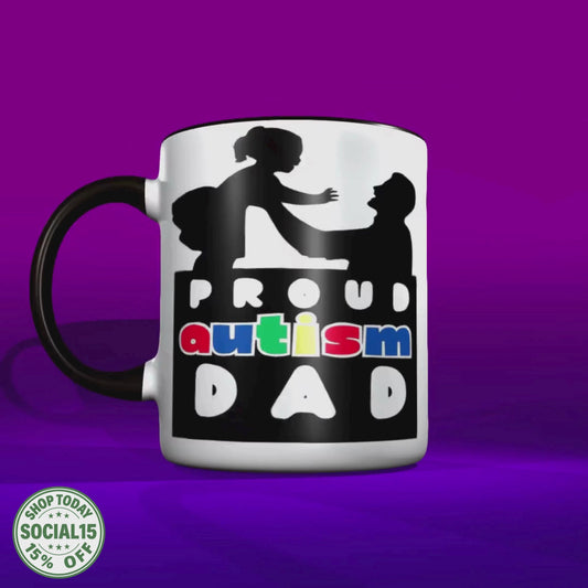 Autism Dad Multi Color Mug, Autism Spectrum Disorder, Neurodiversity Pride Merch, Autism Awareness, Inclusion Matters