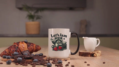 Let's Jam Raccoon Coffee Mug, Strawberry Mug, Cute Summer Mug, Raccoon Strawberry Mug, Funny Raccoon Mug, Trending Now