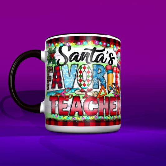 Santas favorite teacher mug, Favorite Teacher Gift,