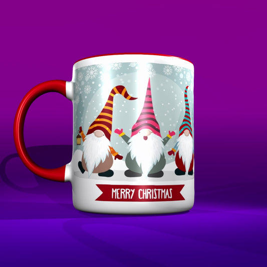 Merry Christmas Gnome Mug, Festive Holiday Coffee Cup, Santa Gnome